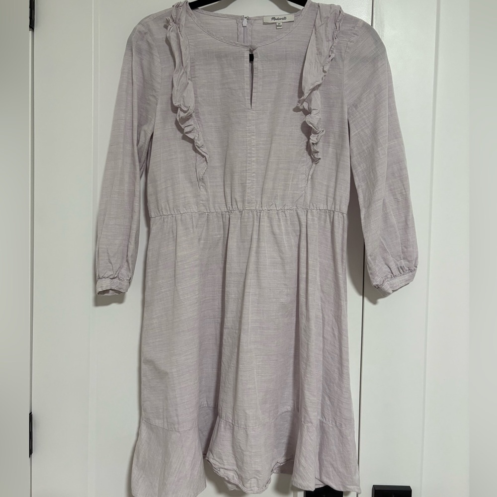 Madewell Ruffle Shoulder‎ Mini Dress Lavender Heather Botanical Size 00